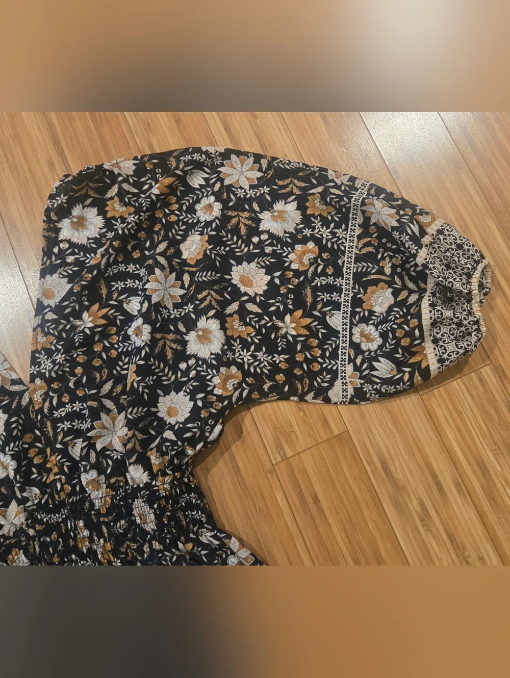 Carly Jean Boho Floral Maxi Dress in Black and Cream - Picture 4 of 15